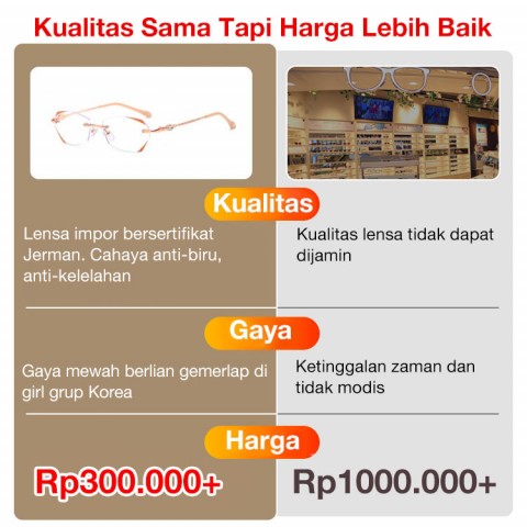 Kacamata Miopia Tidak Teratur Fashion Tanpa Bingkai