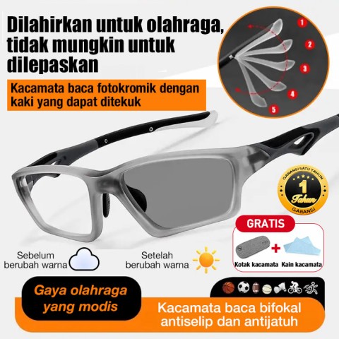 Kacamata baca fotokromik dengan kaki yang dapat ditekuk