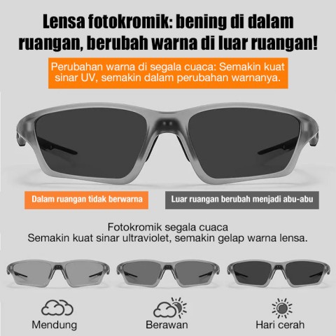 Kacamata baca fotokromik dengan kaki yang dapat ditekuk