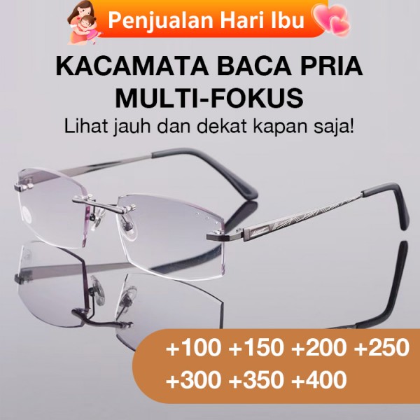 Kacamata baca pria progresif berpotongan..