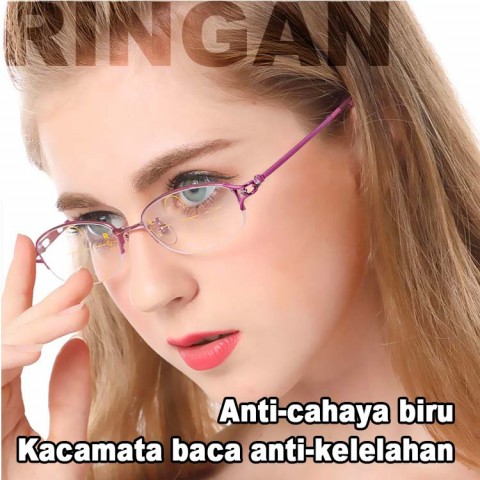 2021 Kacamata Baca Wanita Setengah Bingkai Lipat