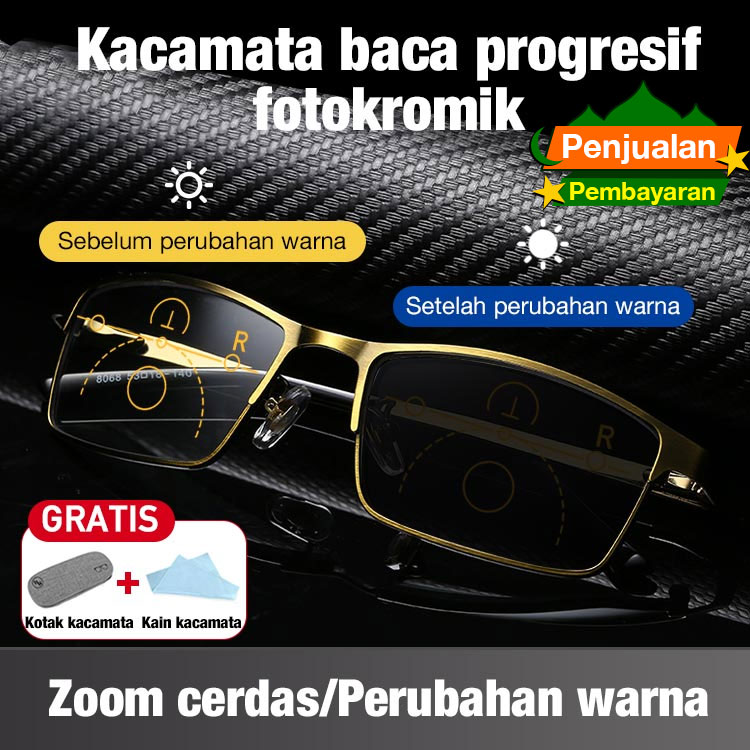 PENJUALAN PEMBAYARAN-Kacamata baca progresif fotokromik-Perubahan warna cerdas dengan sensor cahaya, dapat digunakan dari dekat dan jauh, melindungi mata Anda