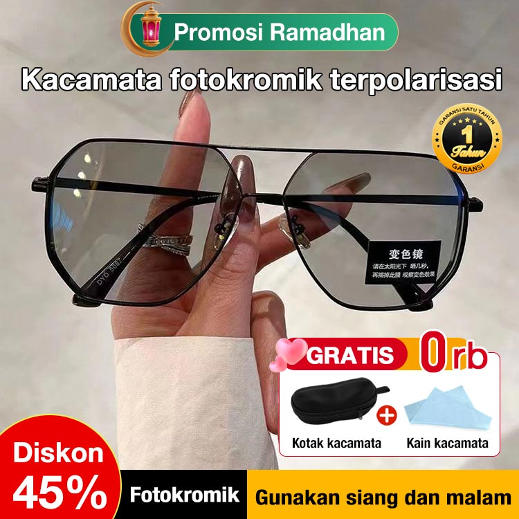 Promosi Ramadhan-Kacamata fotokromik terpolarisasi dapat digunakan siang atau malam hari-perlindungan UV 400, anti Silau, perubahan warna cerdas penginderaan cahaya